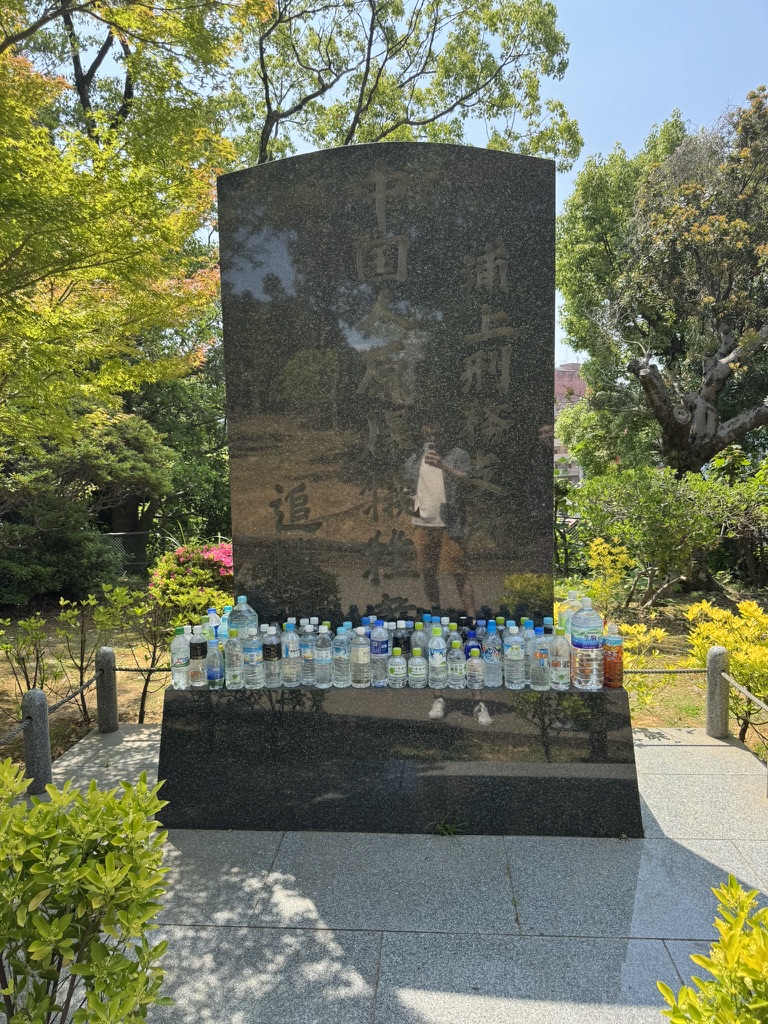 纪念碑前满满的水